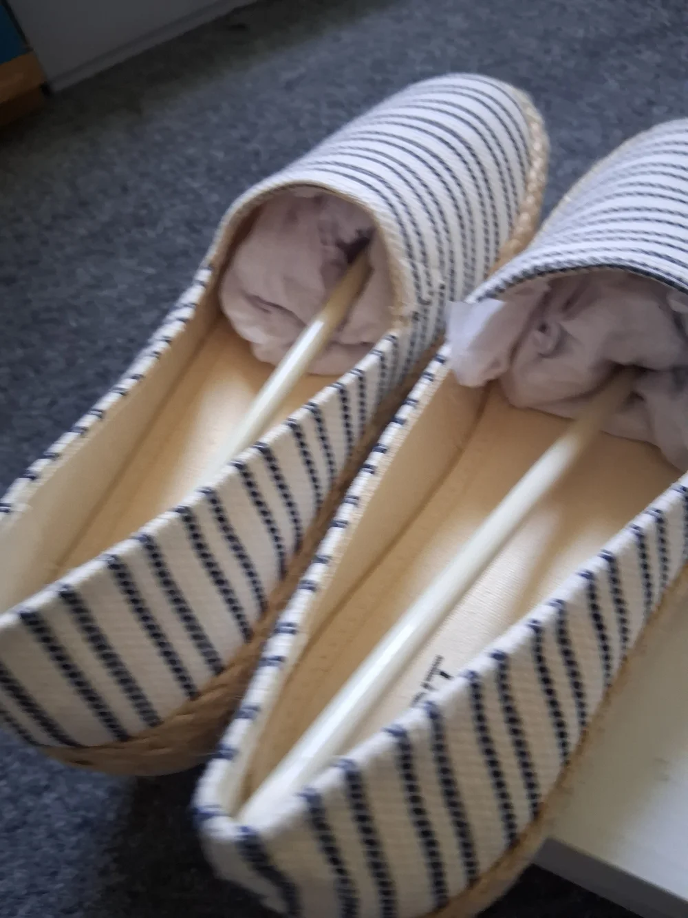 Esprit Striped Canvas Espadrilles - Navy & Cream